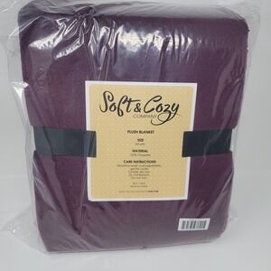 Soft & Cozy Company Lightweight Plush Blanket 90x90 Plum Soft Cozy Warm Bedding